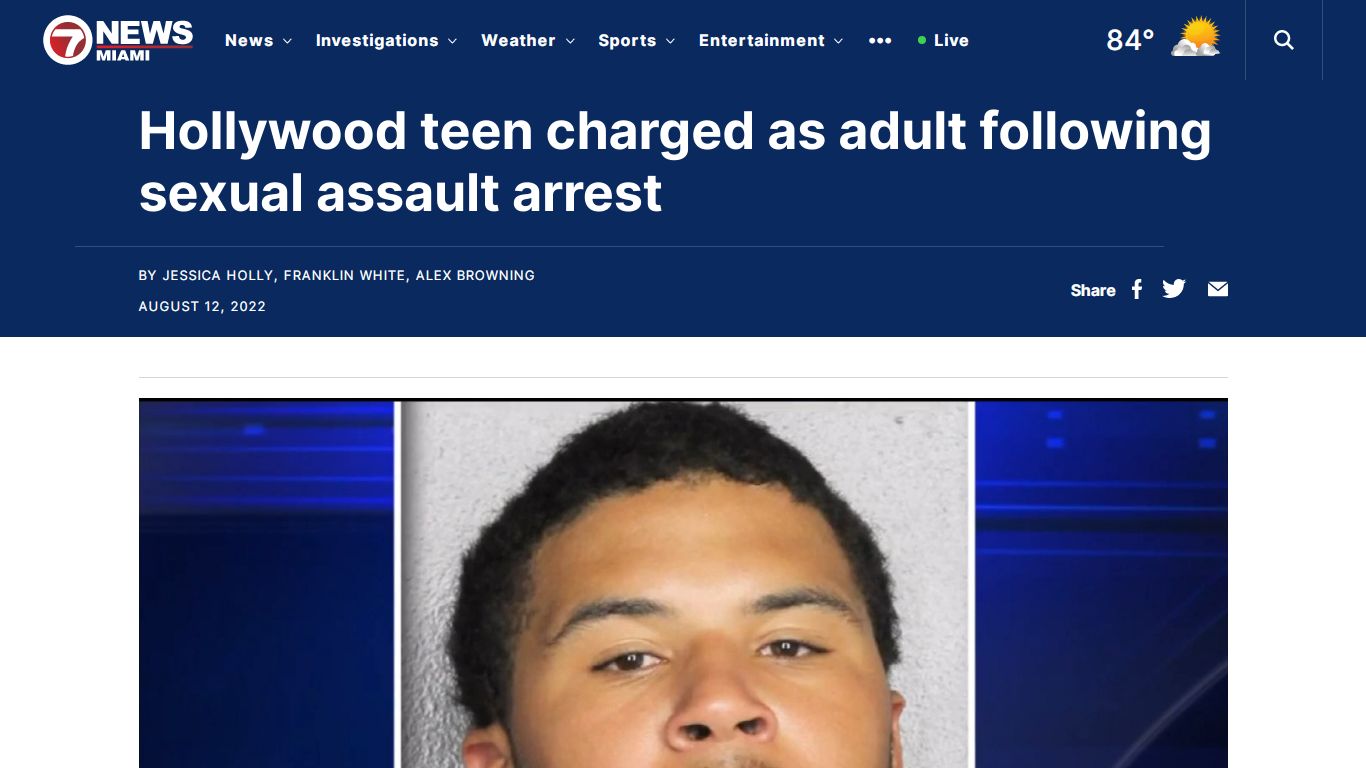 Hollywood teen charged as adult following sexual assault arrest